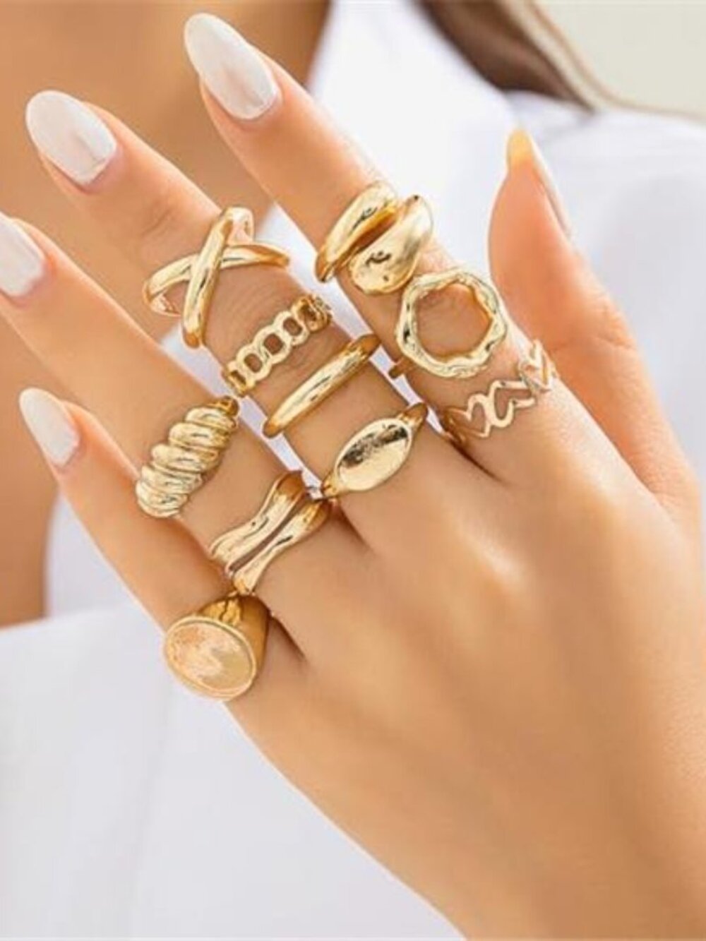 FUTIMELY 14K Gold Stackable Knuckle Rings Set for Women Teen Girls,Aesthetic
